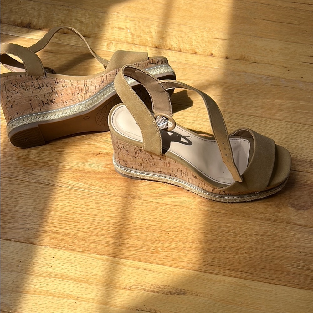 Limelight Tan Strappy Wedge Sandals
